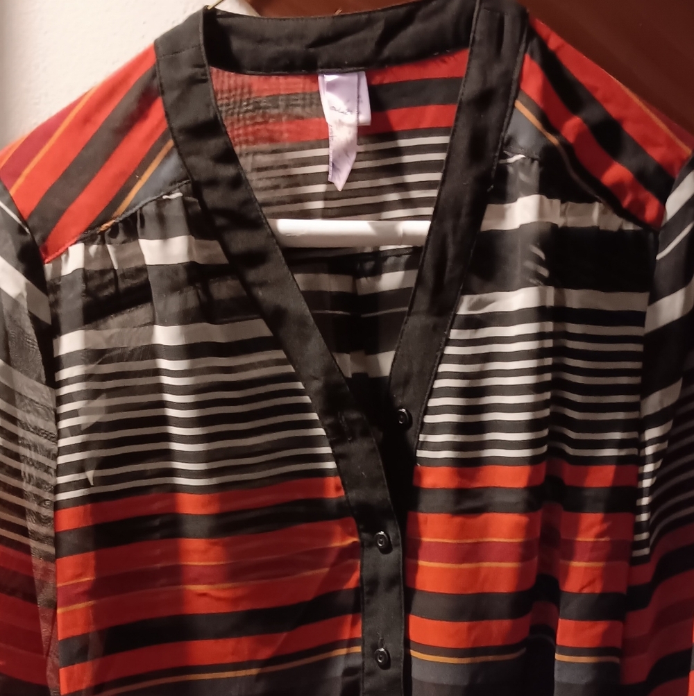 Alya Multicolor Striped Blouse - Red, Black, White